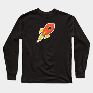 Cute Orange Rocket Ship Long Sleeve T-Shirt